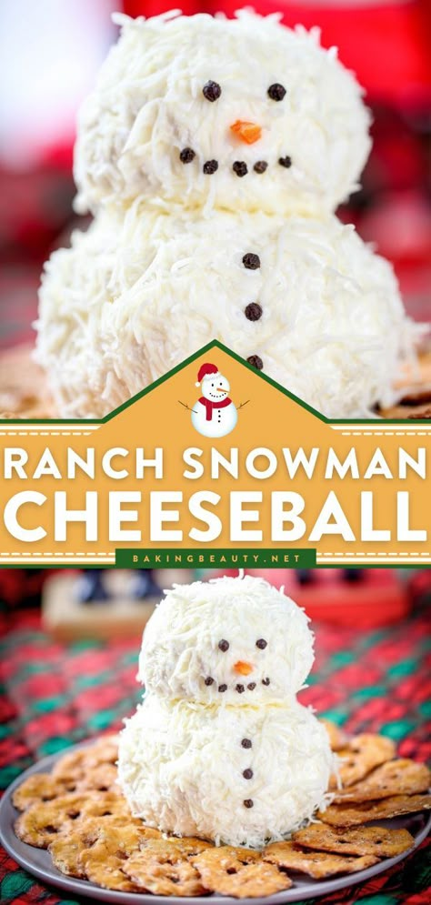 Snowman Cheeseball Christmas, Snowman Charcuterie Board, Cheeseball Christmas, Snowman Charcuterie, Christmas In July Food, Christmas Cheeseball, Snowman Cheeseball, Snowman Recipes, Hometown Christmas