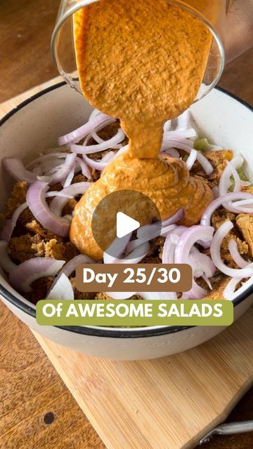 Chitwan Garg | Fitness & Nutrition on Instagram: "Day 25/30 of AWESOME SALADS 🥗

Details below ⬇️
SPICY PROTEIN SALAD BOWL
Ingredients:
For the base:
Lettuce - 2 cups
Onion - 1 (sliced)

For the kebabs:
Soaked Soya Chunks - ½ cup
Boiled Chickpeas - 1 cup
Salt to taste
Red Chilli pd. - ½ tsp
Black pepper - ½ tsp
Coriander pd. - ½ tsp
Rice Flour - 2 tbsp
Oats - 1 tbsp
Sooji- 1 tbsp

For the Dressing:
Soak 2 dried red chillies + 8 almonds in got water for 10 mins.
Then strain them and add the following along, to a blender:
Hung Curd - 2 tbsp
Garlic - 4-5 cloves
Salt to taste
Mixed Herbs - 1 tsp
Olive Oil - 1 tsp

SAVE this recipe 🤝
& follow for more such episodes✨✨

WhatsApp (link in bio) for 1-on-1 diet consultation ✨
.
.
.
( healthy food, easy recipes, cooking, fitness, lifestyle, fit wom Soya Chunks Salad, Awesome Salads, Almond Salad, Healthy Food Easy, Soya Chunks, Protein Salad, Food Easy Recipes, Bowl Ingredients, Burrito Bowl