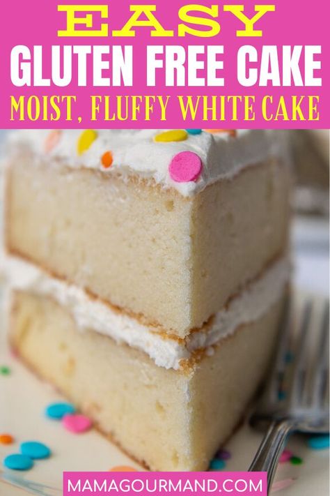 Gluten Free White Cake, Gluten Free Vanilla Cake Recipe, Mamagourmand Recipes, Best Gluten Free Cake Recipe, Diy Cake Recipes, Gf Cake Recipe, Gluten Free Birthday Cake, Gluten Free Vanilla Cake, Gluten Free Cake Recipe