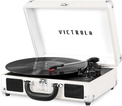 Amazon.com: Victrola Vintage 3-Speed Bluetooth Portable Suitcase Record Player with Built-in Speakers | Upgraded Turntable Audio Sound|White/Silver, Model Number: VSC-550BT-WHT-EA : Electronics Victrola Record Player, Suitcase Record Player, Vintage Record Player, Vinyl Player, Vinyl Record Player, Vintage Suitcase, Audio Sound, Record Players, Bluetooth Device