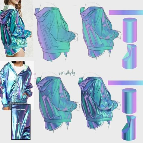 Fireytika on Instagram: “Clothing tutorial : holo color  Disclaimer : I do not own this art. This account is gallery for tutorial & pose reference collections.…” Galaxy Drawings, Easy Drawing Steps, Mode Tips, Design Moda, Art Help, Digital Painting Tutorials, Detailed Drawings, Poses References, Fashion Design Drawings