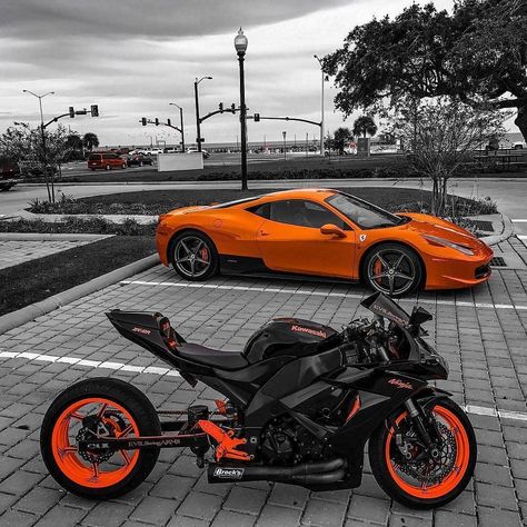 Ferrari or Bike?⁣⁣ ⁣⁣ Follow Us @speedcarbeast ⁣⁣ ��� Cb 300, Z 1000, Ferrari 458 Italia, Motorcycle Wheels, Ferrari 488, Ferrari 458, Super Bikes, Kawasaki Ninja, Bike Life