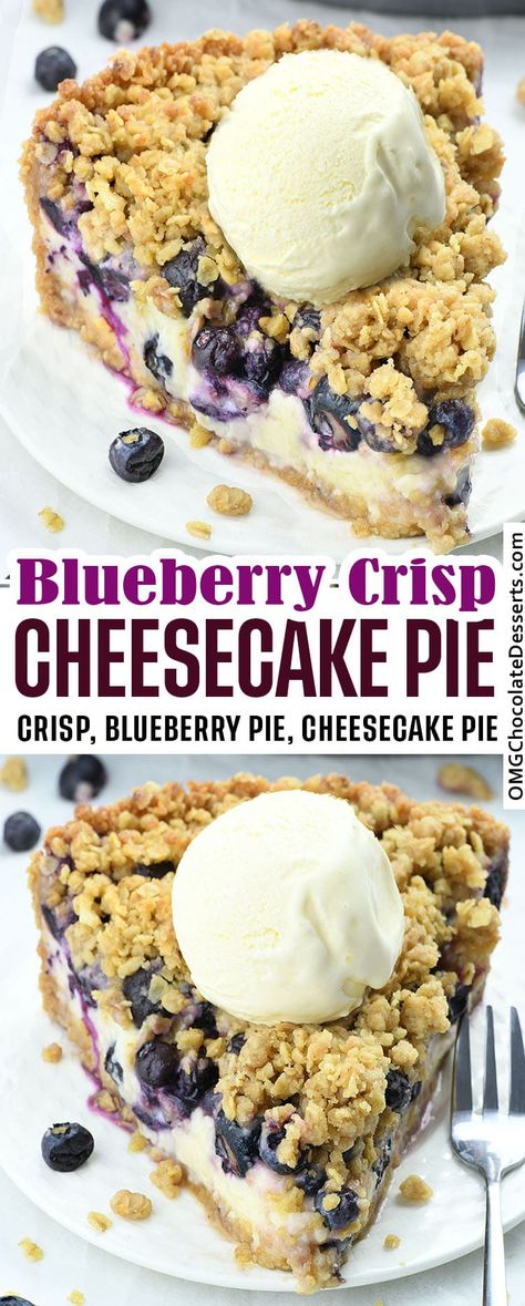 Blueberry Crumble Cheesecake, Crumble Cheesecake, Desserts Oreo, Desserts Aesthetic, Blueberry Cheesecake Recipe, Lemon Blueberry Cheesecake, Dessert Pie Recipes, Dessert Summer, Blueberry Crisp