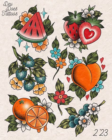 Blueberry Tattoo, Blackberry Peach, Fruit Tattoo, Traditional Tattoo Inspiration, Traditional Style Tattoo, Traditional Tattoo Sleeve, Tatuaje A Color, Holographic Stickers, Traditional Tattoo Art