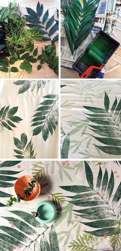 How to print with leaves onto fabric - step by step instructions Knitting Amigurumi, Fabric Stamping, Eco Printing, Fabric Printing, Tutorial Diy, Fabric Paint, Block Printing, How To Dye Fabric, Diy Fabric