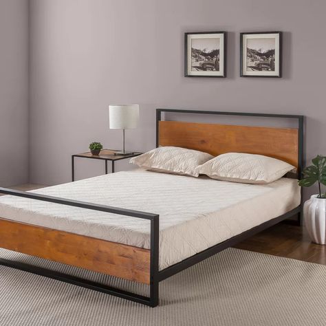 Platform Bed Wood, Platform Bed With Headboard, Low Profile Platform Bed, Diy Platform Bed, Bed With Headboard, Bed Wood, Wood Headboard, Metal Platform Bed, Wood Platform Bed