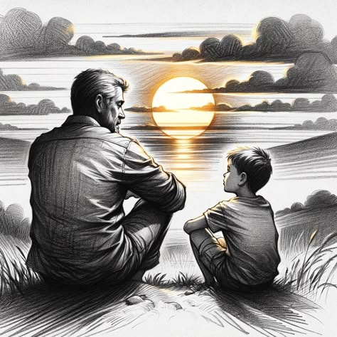 Dad Son Tattoo, Rip Tattoos For Dad, Family Tattoos Ideas, Pinterest Painting, Rip Tattoos, Father Son Tattoo, Tattoos For Dad, Dad Drawing, Mothers Day Drawings