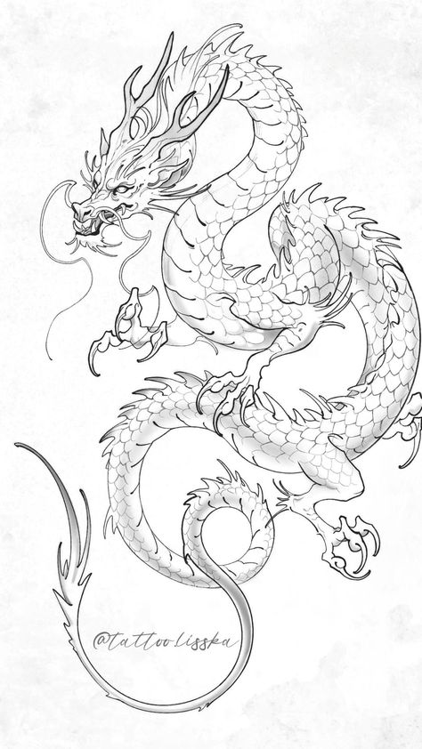 Chinese Dragon Drawing, Japanese Dragon Drawing, Tato Flash, Dragon Tattoo Art, Dragon Coloring, Chinese Dragon Tattoos, Japanese Dragon Tattoo, Istoria Artei, Dragon Coloring Page