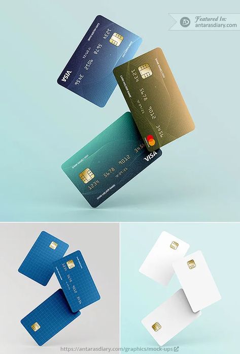 Free Floating Credit Card Mockup PSD Files Download – Antara's Diary Credit Card Mockup, Member Card Design Ideas, Credit Card Design Ideas, Credit Card Advertising, Credit Card Ads, Bank Card Design, Floating Cards, Card Mockup Free, Card Advertising