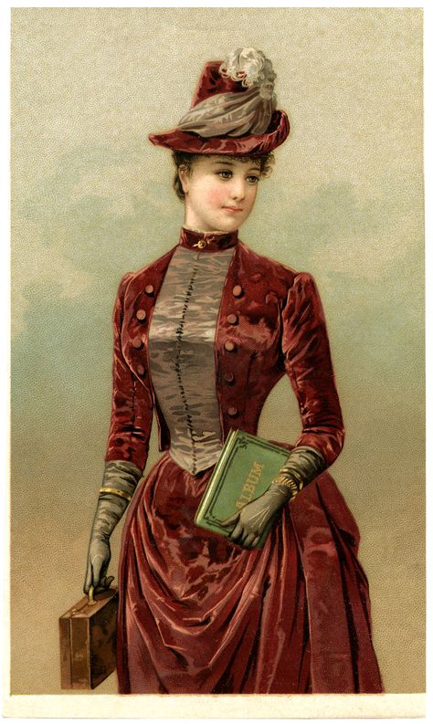 Victorian Ladies Graphics | Victorian Lady Image in Velvet Dress - The Graphics Fairy 1880s Fashion, Victorian Hats, Bustle Dress, Victorian Costume, 19th Century Fashion, Graphics Fairy, Victorian Lady, Victorian Clothing, Victorian Women