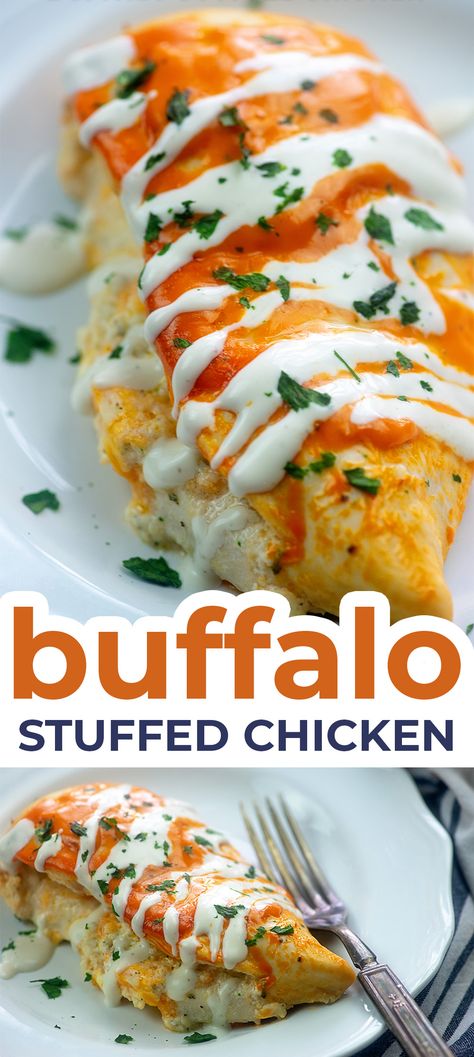 Buffalo Stuffed Chicken, Low Carb Stuffed Chicken, Spicy Buffalo Sauce, Buffalo Ranch Chicken, Buffalo Chicken Recipes, Cheese Stuffed Chicken, Buffalo Sauce, Stuffed Chicken, Keto Recipes Dinner