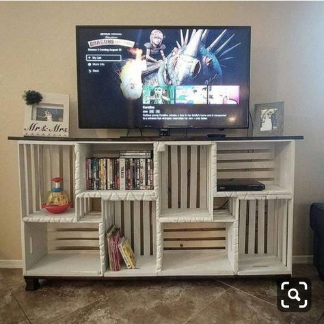 Tv Stand Diy, Crate Tv Stand, Pallet Tv Stand, Diy Tv Stand, Crate Ideas, Crate Furniture, Living Room Tv Stand, Living Room Tv, Ikea Hacks