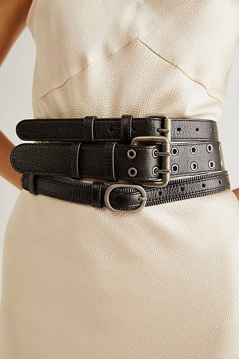 Unnecessary Belts Are the Fall Accessory Trend You NTK About | Who What Wear Multiple Belts, Oversized Band Tee, Simple Pearl Necklace, Nashville Style, Wrap Belt, Leather Harness, Studded Belt, Western Boho, Fall Accessories