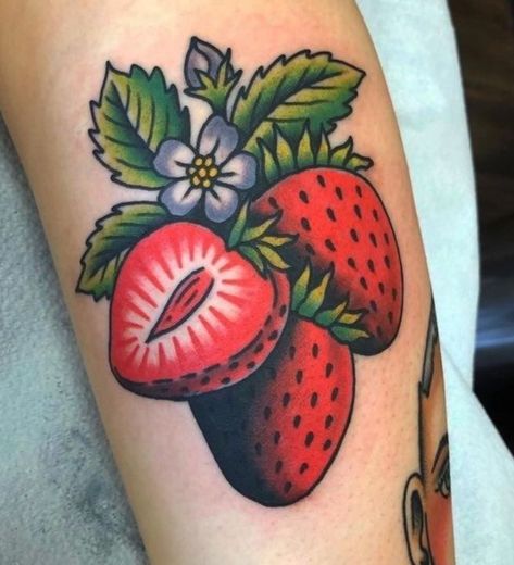 Traditional Tattoo Filler, Strawberry Tattoo, Fruit Tattoo, Traditional Tattoo Flowers, Traditional Tattoo Sleeve, Detailed Tattoo, Traditional Tattoo Art, Lip Tattoos, Traditional Tattoos