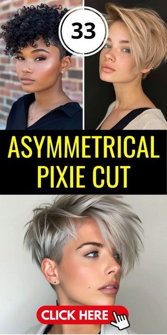 The Asymmetrical Pixie Cut is a perfect choice for those with a round face and short, thick hair. This stylish look features an undercut with long bangs that frame the face beautifully. It's ideal for fine hair as well, providing a textured view that enhances natural beauty. This cut suits black women and older women, making it a versatile option for all. Women Short Hair Shaved Sides, Long Asymmetrical Pixie Haircut, Long Top Short Sides Hair Women, Pixie With Undercut Fine Hair, Long Bang Pixie Cut, Short Hair Long On Top, Long Pixie Haircut Fine, Long Pixie Cuts For Fine Hair, Long Bangs Curly Hair