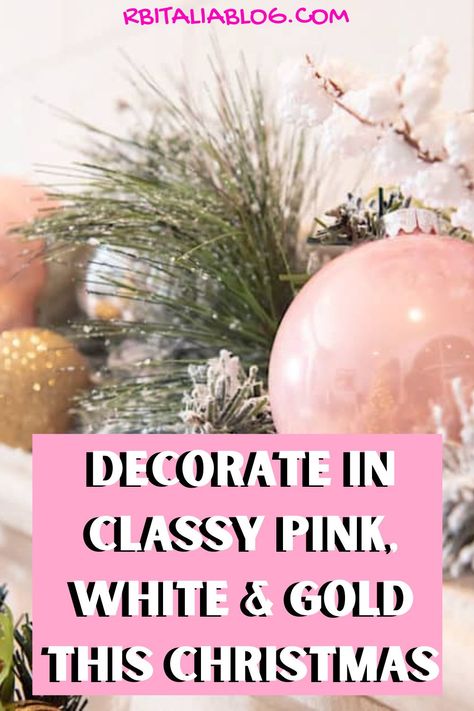 Get Pink Christmas tree and Pink Christmas Decor ideas and inspiration. Use pink, white and gold to have the most elegant Christmas tree in town. Decorate your home and tree with stylish pink and gold inspiration this Christmas. Pink And Gold Christmas Tablescape, Pink And Red Xmas Decor, Pale Pink Christmas Tree, Pink And Gold Christmas Decor Diy, Pink White And Gold Christmas Decor, How To Decorate A Pink Christmas Tree, Pink Christmas Tablescapes, Diy Pink Christmas Decorations, Pink Christmas Decorations Diy