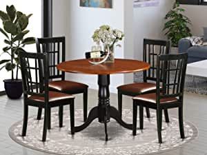 5 PC Kitchen Table set-Dining Table and 4 Wood Kitchen Chairs Wood Kitchen Chairs, Wood Kitchen Chair, Mid Century Dining Set, Fabric Dining Room Chairs, Breakfast Nook Dining Set, Nook Dining Set, Mid Century Dining Table, Kitchen Table And Chairs, Dining Room Furniture Sets