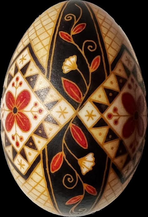 Duck Egg Pysanky by Johna ♥️ Brown Egg Pysanky, Easter Egg Design Ideas, Easter Eggs Decorating Ideas, Egg Design Ideas, Pysanky Patterns, Pysanky Eggs Pattern, Easter Egg Design, Egg Artistry, Pysanky Egg