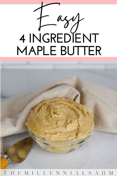 With only 4 ingredients, this easy maple butter recipe is delicious, decadent, and only takes a couple of minutes to prepare. Homemade Flavored Butter, Maple Butter Recipe, Maple Peanut Butter, Sweet Sauce Recipes, Cafe Menu Ideas, Pinterest Kitchen, Flavored Butter Recipes, Butter Recipes Homemade, Flavored Butters