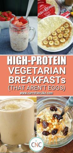 Macro Friendly Breakfast, Recipes Carrots, High Protein Vegetarian Breakfast, High Protein Diets, Breakfast Ideas Without Eggs, Vegetarian Breakfasts, Protein Vegetarian, High Protein Breakfast Recipes, High Protein Vegetarian Recipes