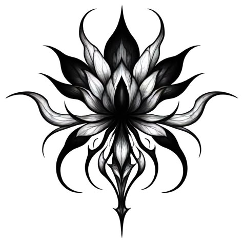 Lunar Flower Tattoo, Dark Feminine Throat Tattoos, Gothic Lily Tattoo, Goth Mandala Tattoo, Gothic Flower Tattoo Design, Dark Black Tattoos Coverup, Dark Flower Tattoo Design, Dark Back Tattoos Women, Dark Flowers Drawing