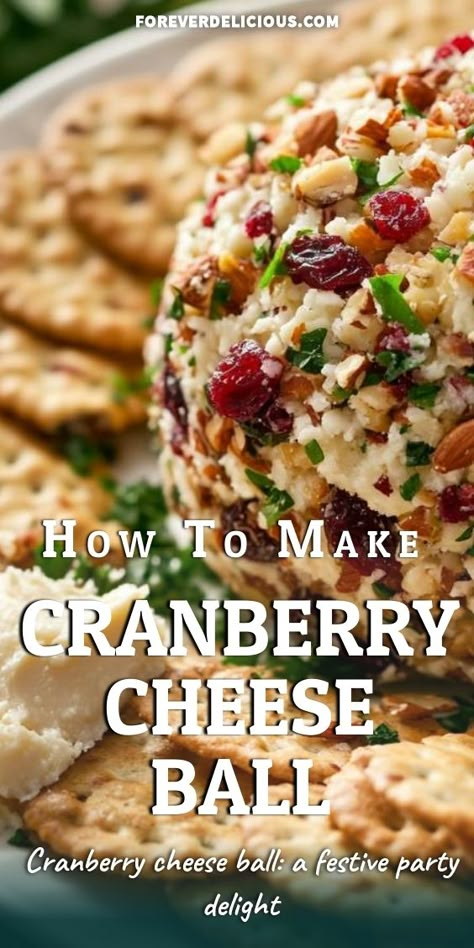 Learn how to create a delightful cranberry cheese ball that's perfect for any festive gathering! This easy recipe combines creamy cheese, tart cranberries, and crunchy nuts, making it a crowd-pleaser. Serve it with your favorite crackers for a delightful party snack! Cranberry Nut Cheese Ball, Cheese Ball Cranberry, Cranberry Cheeseball Recipes, Cranberry Cheese Ball Recipes Easy, Cranberry Cream Cheese Ball, Cranberry Walnut Cheese Ball, Cranberry Cheese Ball Recipes, Cheese Balls For Christmas, Cranberry Balls