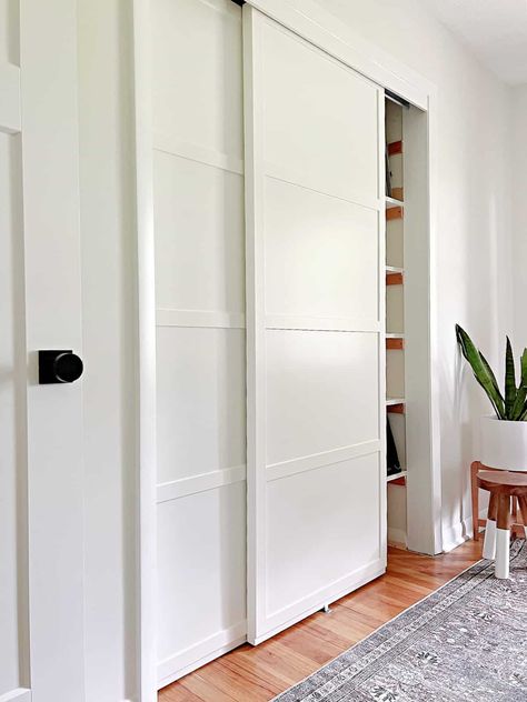 Diy Basement Closet Ideas, Closet Sliding Door Ideas Mirrored, Textured Closet Door, Big Closet Door Ideas, Diy Mirror Sliding Closet Doors, Replace Sliding Closet Doors Ideas, Double Sliding Closet Door Ideas, Install Sliding Closet Doors, Slider Closet Doors