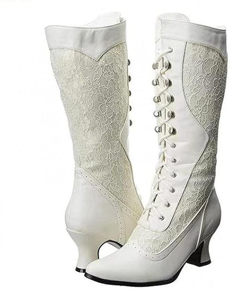 White Lace Boots, Classic Black Boots, Steampunk Boots, Brides Shoes, Granny Boots, Victorian Boots, Bridal Boots, Ellie Shoes, Wedding Boots