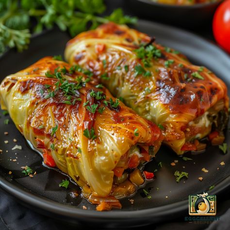 Stuffed Cabbage Rolls with Egg Cabbage Rolls Polish, Easy Cabbage Rolls, Lithuanian Food, Boiled Cabbage, Cabbage Wraps, Lithuanian Recipes, Stuffed Cabbage Rolls, Cabbage Rolls Recipe, College Food