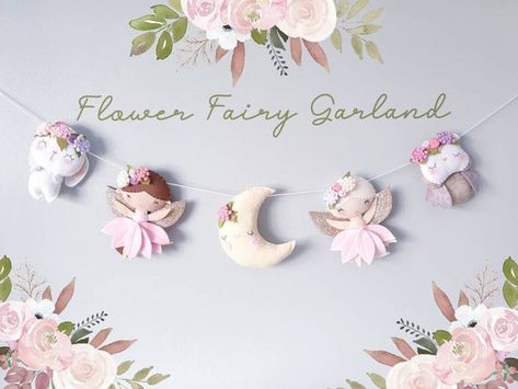 Fairy Lights Nursery, Fairy Nursery Decor, Fairy Nursery Baby Girl, Fairy Garden Nursery Theme, Fairy Baby Room, Woodland Fairy Nursery, Fairy Nursery Theme, Enchanted Nursery, Felt Garland Nursery