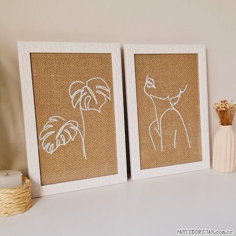 Algo diferente…🤭��💕 #canva #lienzo #cuadro Diy Boho Art Painting, Easy Diy Boho Home Decor, Burlap Wall Decor, Diy Tableau, Girls Room Diy, Cuadros Diy, Home Decor Apartment, Diy Wall Art Decor, Rope Crafts Diy