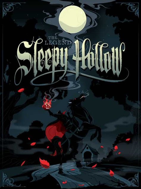 Sleepy Hollow Poster, Sleepy Hollow Halloween, Sleepy Hallow, The Legend Of Sleepy Hollow, Legend Of Sleepy Hollow, Halloween Kunst, Hollow Art, Headless Horseman, Halloween Artwork