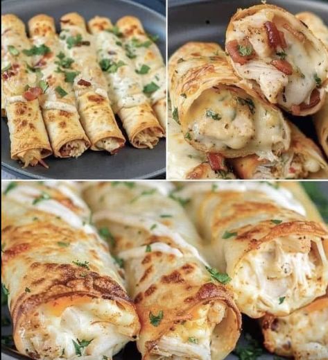 Chicken Bacon Ranch Roll Ups Bacon Ranch Roll Ups, Ranch Roll Ups, Gourmet Chicken, Chicken Roll Ups, Chicken Taquitos, Chicken Rolls, Baked Ham, Chicken Bacon Ranch, Bacon Ranch