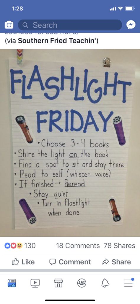 Fun Independent Reading Ideas, Fun Friday First Grade, Fun Friday Activities Classroom Ideas, Flashlight Friday, Independent Reading Activities, Read To Self, Reading Stations, Daily Five, Elementary Library