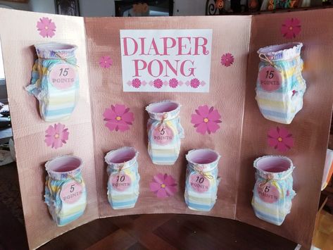 Nappy Pong Game, Diaper Toss Baby Shower Game, Diaper Pong Board Ideas, Baby Shower Game Ideas For A Girl, Diaper Shower Games, Diaper Keg Games, Diaper Pong Baby Shower Game Rules, Fall Baby Shower Game Ideas, Nappy Pong