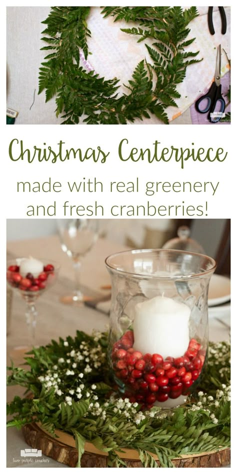 DIY this elegant, easy Christmas centerpiece for your table! All you need are cranberries, greenery, and a simple glass vase and candle. Cranberry Centerpiece, Christmas Party Centerpieces, Simple Centerpieces Diy, Christmas Wedding Centerpieces, Diy Christmas Centerpiece, Banquet Table Decorations, Christmas Centerpiece Ideas, Christmas Banquet, Christmas Luncheon