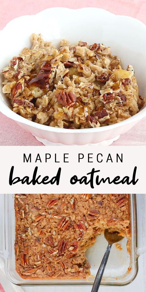 Pecan Baked Oatmeal, Healthy Breakfast Baking, Breakfast For The Week, Breakfast Baking, Eating Bird Food, Baked Oatmeal Recipes, Maple Pecan, Oatmeal Breakfast, No Calorie Foods