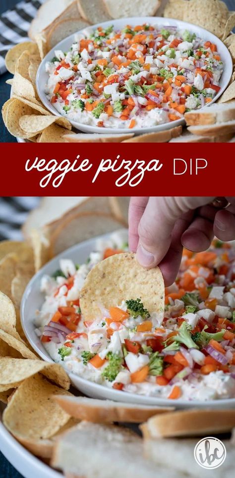 Veggie Pizza Dip, Pizza Dip, Delicious Dips Recipes, Mini Pizzas, Veggie Pizza, Dip Recipes Easy, Yummy Dips, Party Food Appetizers, Appetizer Dips