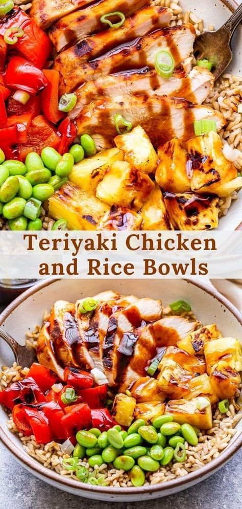 Chicken And Rice Bowls, Teriyaki Chicken And Rice, Bowls Recipes, Healthy Bowls Recipes, Avocado Dip, Rice Bowls Recipes, Healthy Bowls, Health Dinner, Think Food