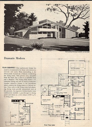 greenhouse, post  beam,  clerestory windows! Mid Century Modern Floor Plans, Mcm House Plans, Mid Century House Plans, Vintage Floor Plans, Mid Century Modern House Plans, Mid Century Homes, Modern Floor Plans, Mcm House, Vintage House Plans