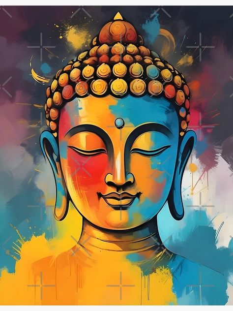 "Living Room Colorful Abstract Buddha Wall Art Painting" Poster for Sale by Dev-Ang | Redbubble Buddha Pictures, Lord Buddha Paintings, Abstract Buddha Painting, Canvas Painting Buddha, Buddha Meditation Art, Buddha Painting On Wall, Buddha Wall Painting, Budha Painting Wall Art, Lord Buddha Canvas Painting