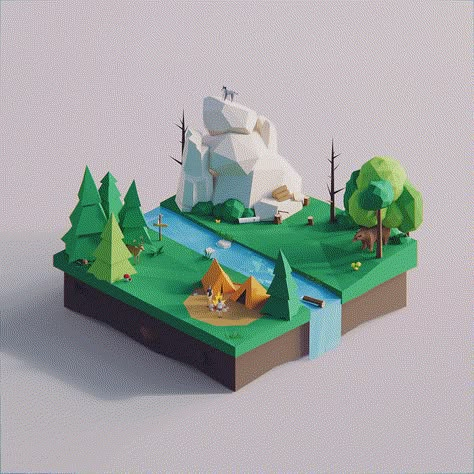 3d Low Poly Environment, Rattus Rattus, 3d Practice, Cube World, Low Poly Character, 3d Isometric, Low Poly Games, Poly Art, 3d Blender