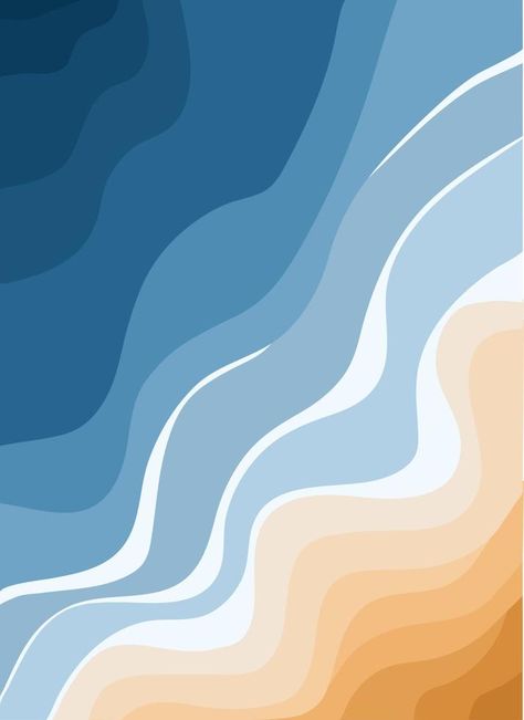 WebTop view of the blue sea and sandy beach. Ocean waves. Abstract stylish background with tropical coastline. Beach Cartoon Drawing, Ocean Design Ideas, Ocean Wave Illustration, Abstract Wave Art, Beach Design Graphic, Abstract Waves Painting, Beach Waves Drawing, Ocean Background Drawing, Beach Waves Painting