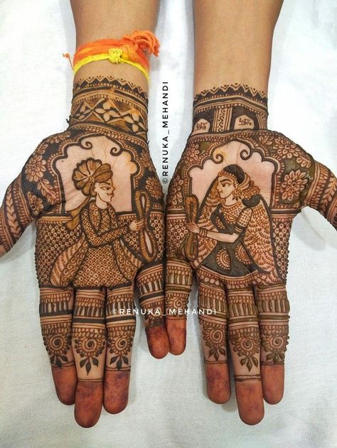 Bride Groom Mehendi Designs, Groom Mehendi Designs, Groom Mehandi, Mehandhi Designs, Mehndi Designs Fingers, Bridal Mehandi, Finger Henna Designs, New Bridal Mehndi Designs, Mehndi Designs Bridal