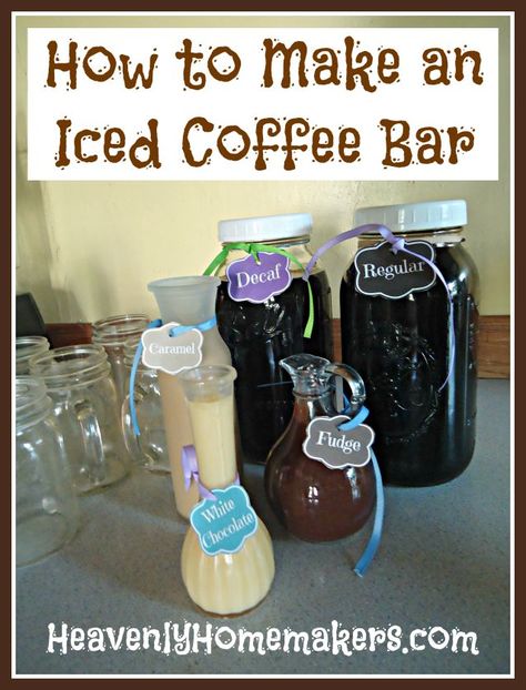 Make coffee for a crowd that will wow them without breaking your budget! Coffee For A Crowd, Iced Coffee Bar, Coffee Bar Party, Chocolate Fudge Sauce, Coffee Ice Cubes, Diy Coffee Bar, How To Make Ice Coffee, Coffee Party, Caramel Fudge