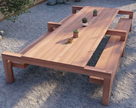 PDF Download, DIY Outdoor Table Bench Plan, 16' Table, Outdoor Seating, Modern Table Build Guide, Picnic Table, Step by Step Instructions - Etsy Pallet Table Outdoor, Outdoor Table Bench, Wooden Outdoor Table, Diy Picnic Table, Table Build, Diy Outdoor Table, Table Bench, Table Outdoor, Bench Plans