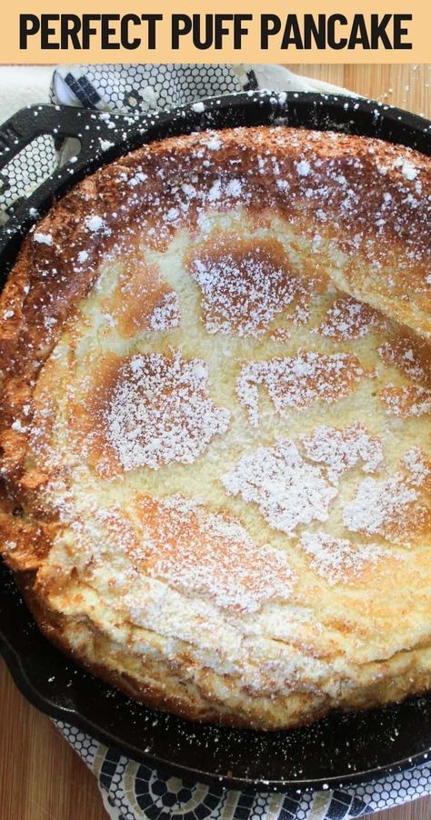 Dutch Puff Pancake, Different Pancakes Recipes, Durch Baby Pancakes, Belgian Pancake Recipe, Puff Pancake Recipe Breakfast, Dutch Baby Recipe Cast Iron Skillet, Dutch Baby For One, Best Dutch Baby Recipe, Blueberry Dutch Baby Pancake