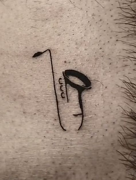 Tiny Saxophone Tattoo, Saxaphone Sketch Tattoo, Sax Tattoo, Saxophone Tattoo, Key Tattoo, Subtle Tattoos, Dream Tattoos, Stick Figures, Tiny Tattoos