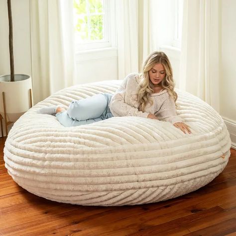 Jaxx 6 Foot Cocoon - Large Bean Bag Chair for Adults, - Mondo Faux Fur - On Sale - Bed Bath & Beyond - 39038679 Black Bean Bag Chair, Large Bean Bag Chair, Black Bean Bags, Large Bean Bag Chairs, Fur Bean Bag, Faux Fur Bedding, Bean Bag Lounger, Hangout Room, Adult Bean Bag Chair