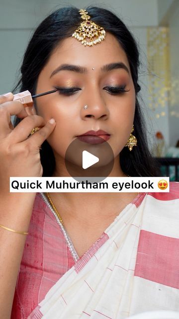 Muhurtham Eye Makeup Look, Eye Makeup For Sleepy Eyes, Muhurtham Makeup Look, Bridal Eye Makeup Indian Eyeshadows, Eye Makeup Indian Wedding, Eye Makeup For Bride, Bridal Eye Makeup Indian, Eye Makeup Indian, Small Eyes Makeup